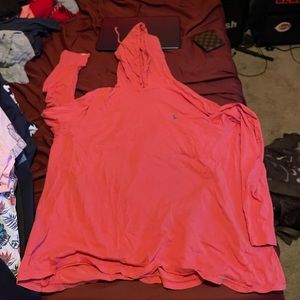 polo long sleeve shirt with hood kinda baggy and used